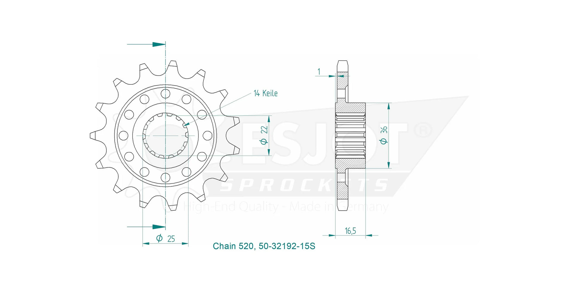 ESJOT  SPROCKETS FRONT (32912-15T) - (SPORTS) Esjot